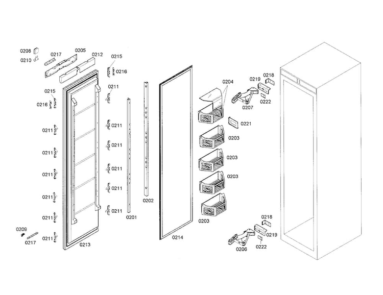 Freezer Door Diagram and Parts List for T24IF70FSS-01  Thermador Freezer