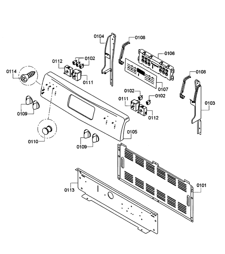Control Panel Diagram and Parts List for HES3053U 04 Bosch Range