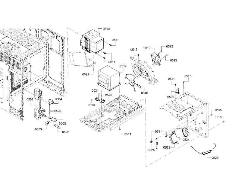 Convection Diagram and Parts List for HMV5052U 02 Bosch Microwave