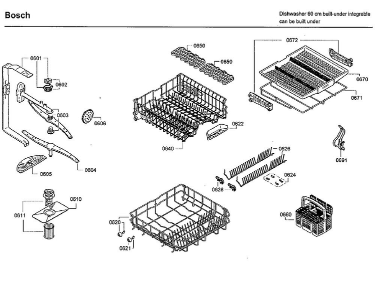 Rack Asy Diagram and Parts List for SHX7ER55UC 48 Bosch Dishwasher