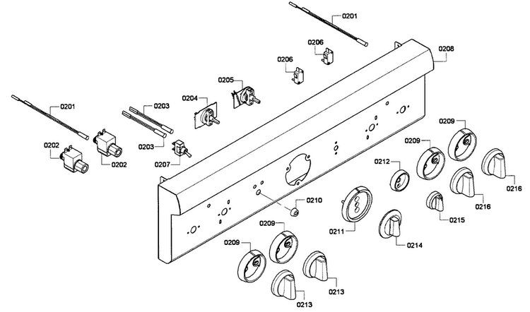 Control Panel Diagram and Parts List for PRL304GH-01  Thermador Range