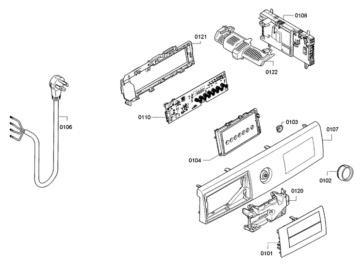 Control Panel Diagram and Parts List for WTG86402UC 02 Bosch Dryer