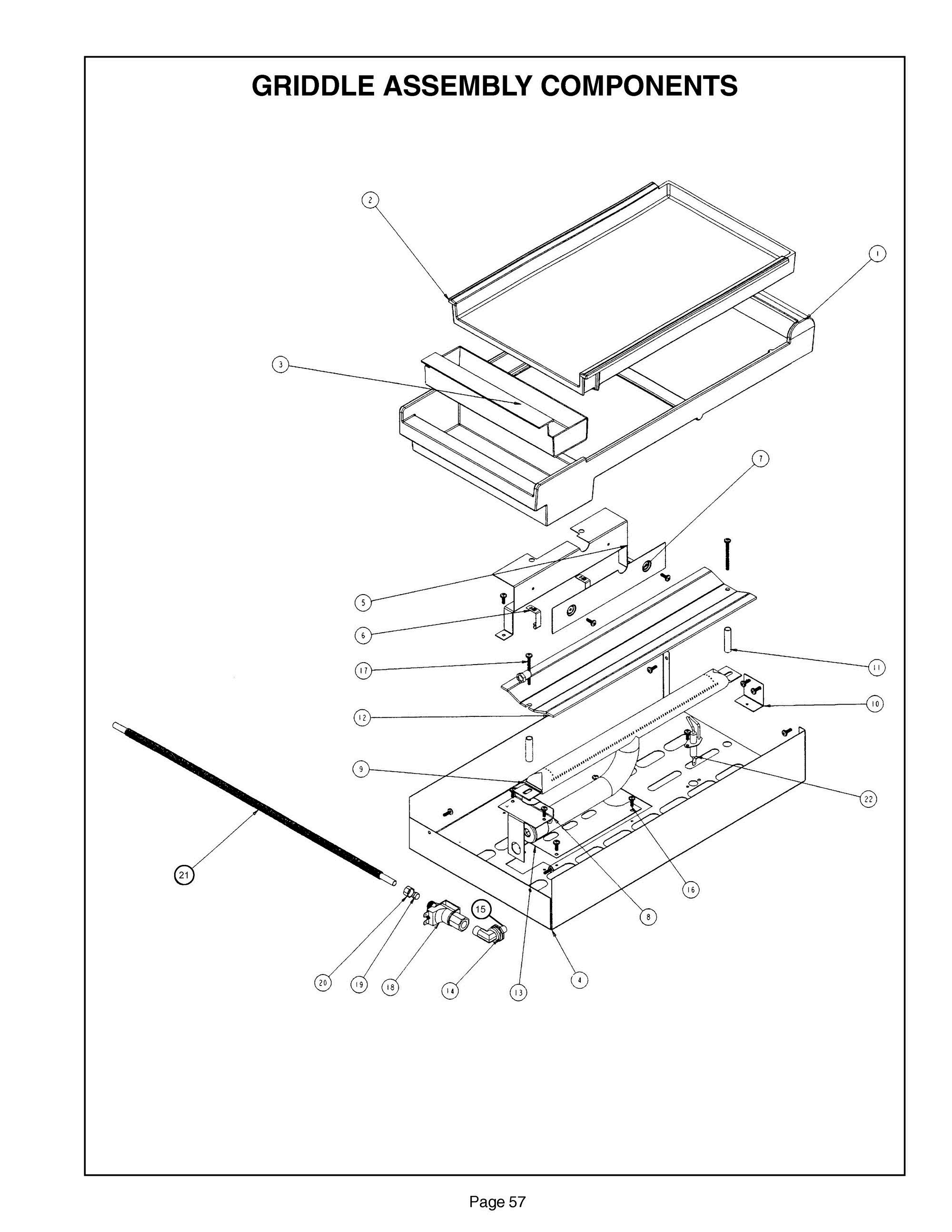 56 - GRIDDLE ASSEMBLY Diagram and Parts List for PGR486GLZS  Bosch Miscellaneous