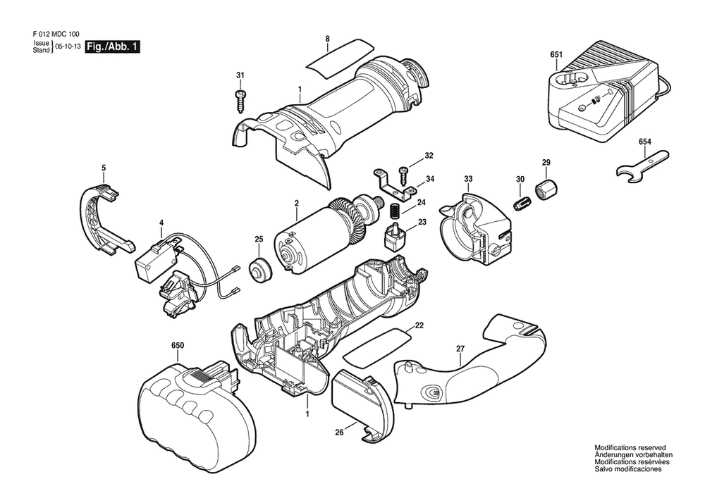 Section 1 Diagram and Parts List for RZ18 F012MDC100 Bosch Router