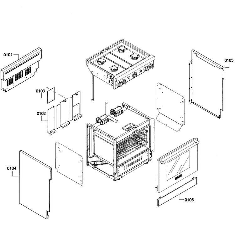 Range Assy Diagram and Parts List for PRD304GHU 04 Thermador Range