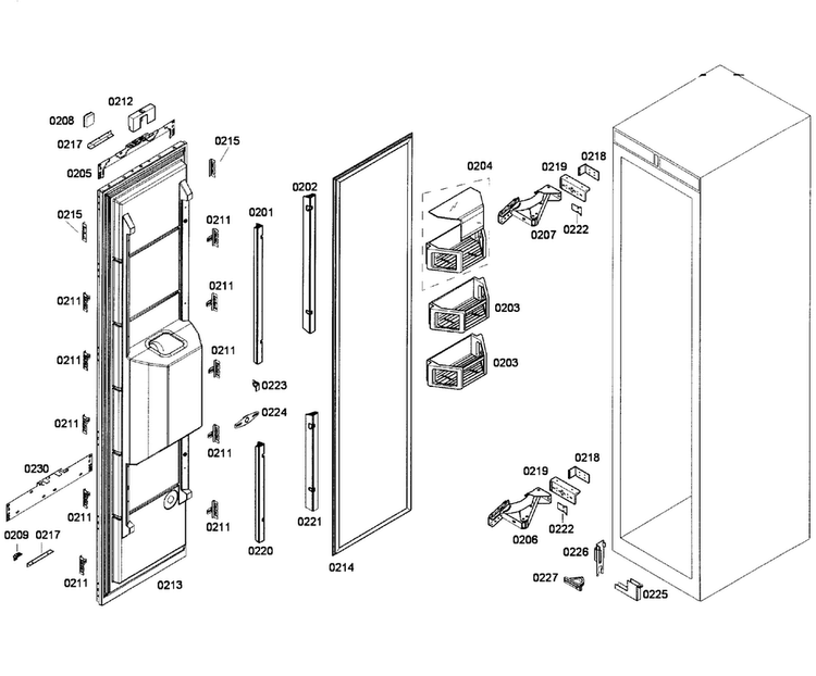 Door Assy Diagram and Parts List for T18ID80NLP 38 Thermador Freezer