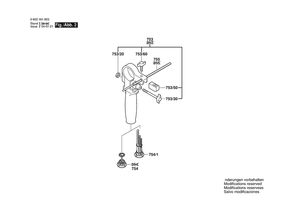 Section 2 Diagram and Parts List for CSB650-2RE 0603161650 Bosch Hammer Drill