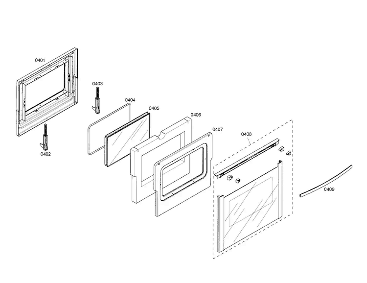 Door Diagram and Parts List for HGS5022UC 01 Bosch Range