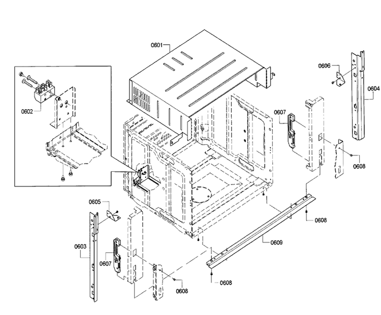 Frame Diagram and Parts List for HSLP451UC 01 Bosch Wall Oven