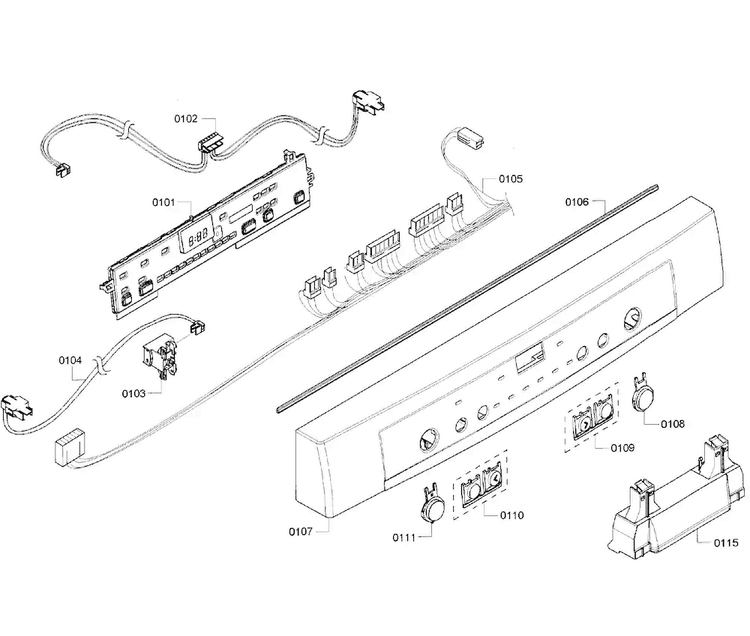 Control Panel Diagram and Parts List for SHE6AF02UC 06 Bosch Dishwasher