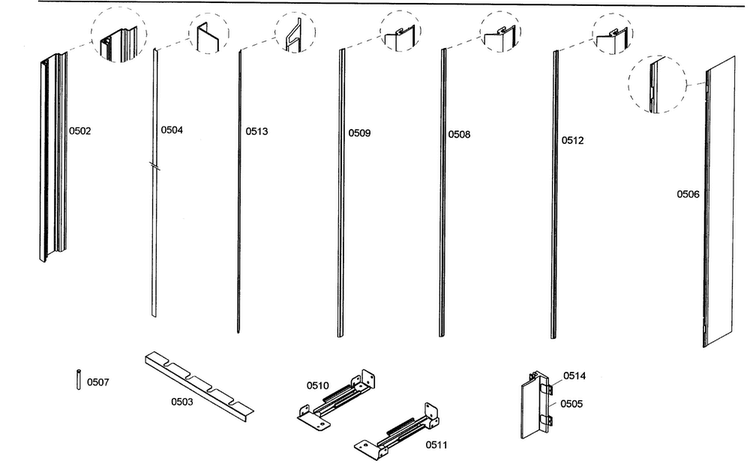 Molding Diagram and Parts List for B18IW50NSP 06 Bosch Freezer