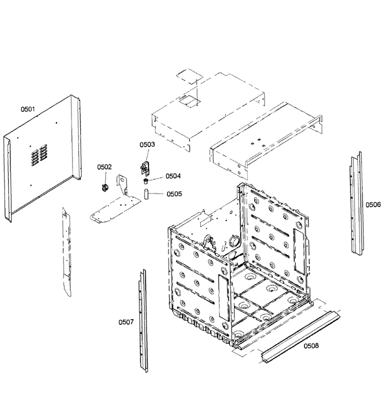 Cabinet Assy Diagram and Parts List for HBN5450UC 01 Bosch Wall Oven