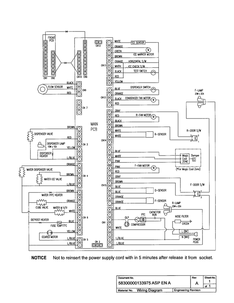 Wiring Diagram Diagram and Parts List for B20CS51SNS 01 Bosch Refrigerator