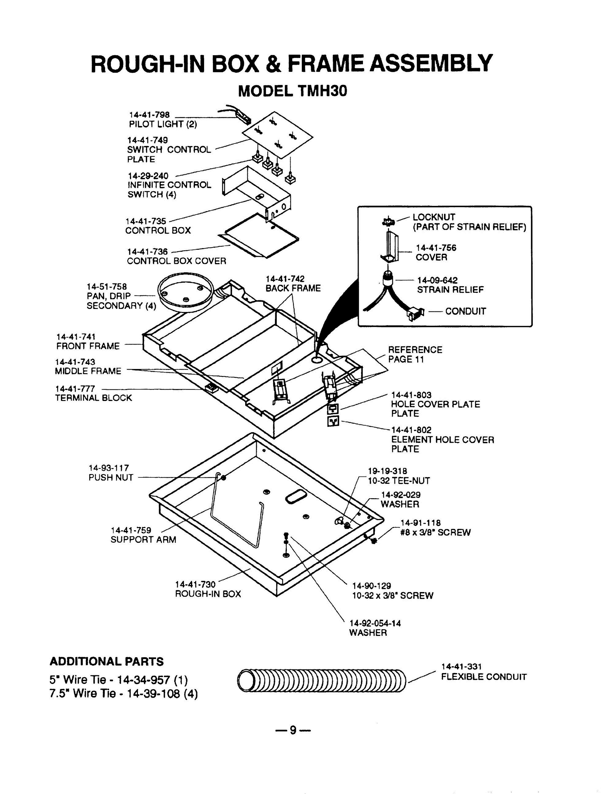 09 - ROUGH-IN BOX & FRAME - TMH30 Diagram and Parts List for TMH30S  Bosch Range