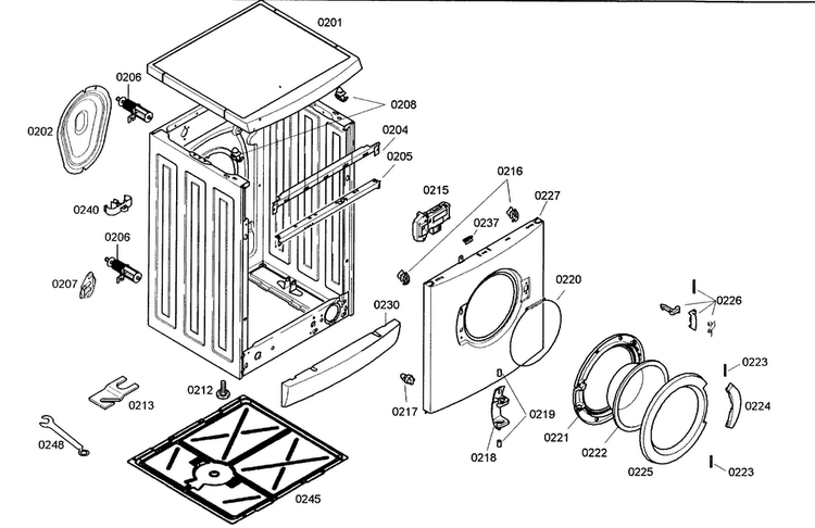 Cabinet Parts Diagram and Parts List for WFL2090UC 11 Bosch Washer