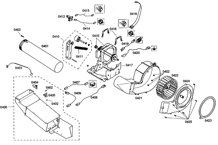 Motor Assy Diagram and Parts List for WTMC532CUS 05 Bosch Dryer
