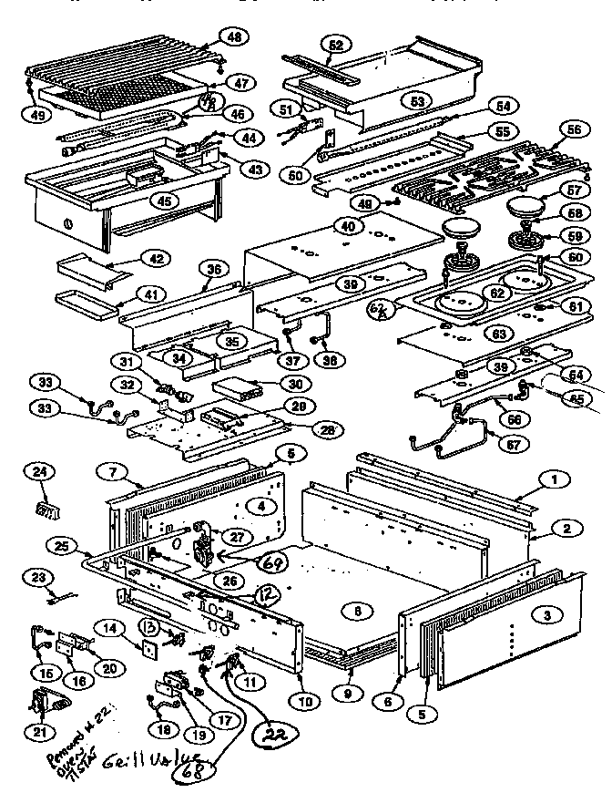 Section 4 Diagram and Parts List for GPS366  Thermador Cooktop