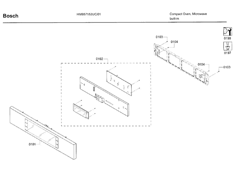 Control Panel Diagram and Parts List for HMB57152UC 01 Bosch Microwave