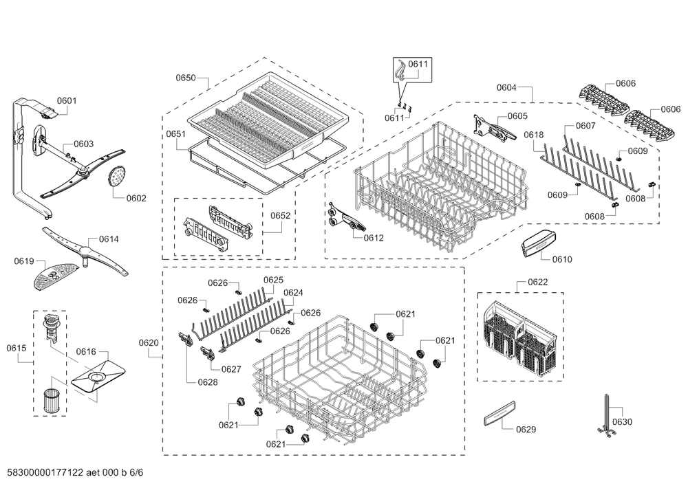 Diagram 6 Diagram and Parts List for SHE68TL5UC 07 Bosch Dishwasher