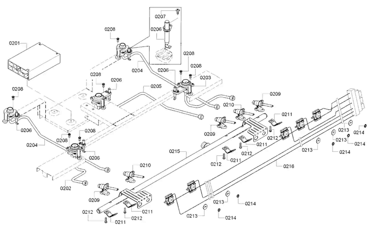 Valve Asy Diagram and Parts List for HDI8054U 02 Bosch Range