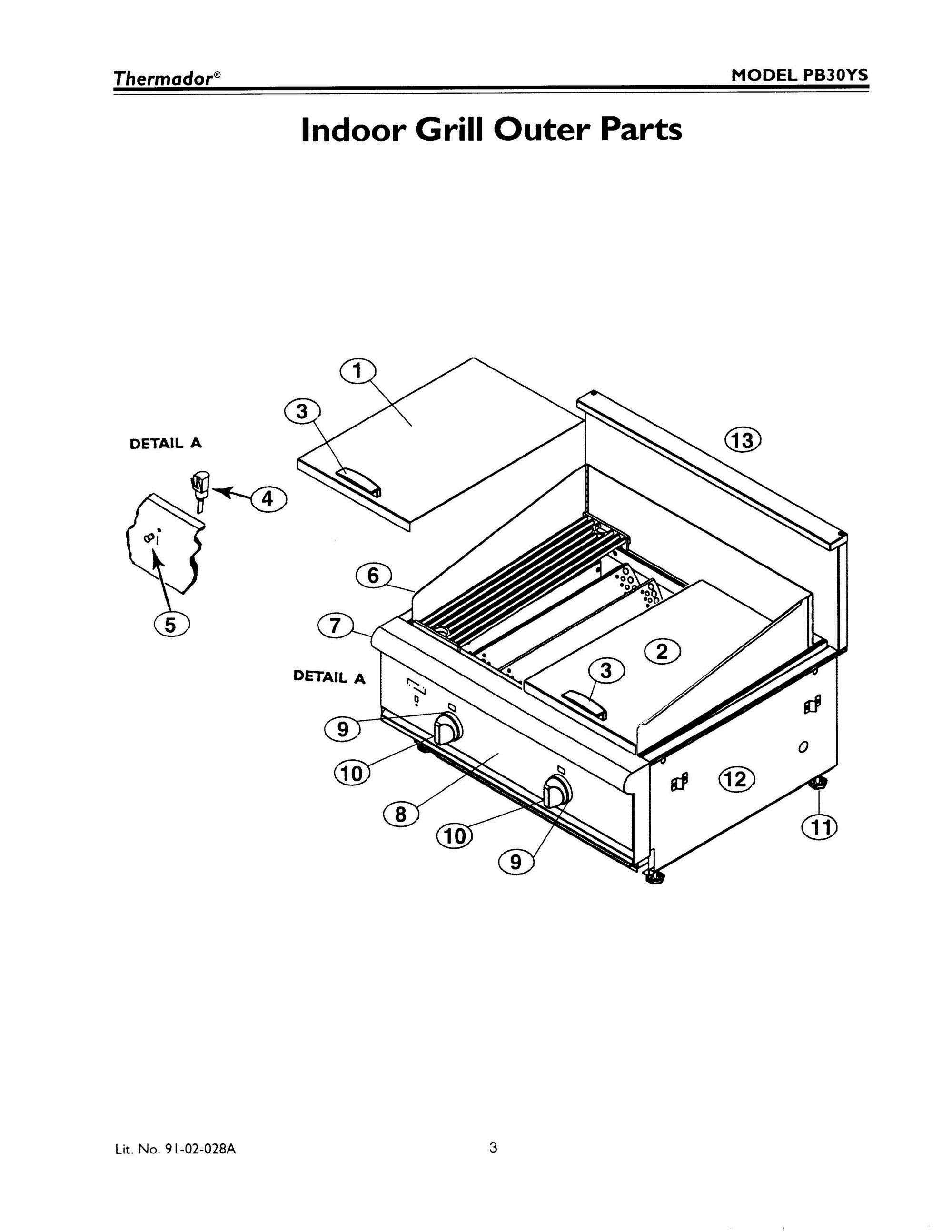 04 - OUTER PARTS Diagram and Parts List for PB30YS  Bosch Range