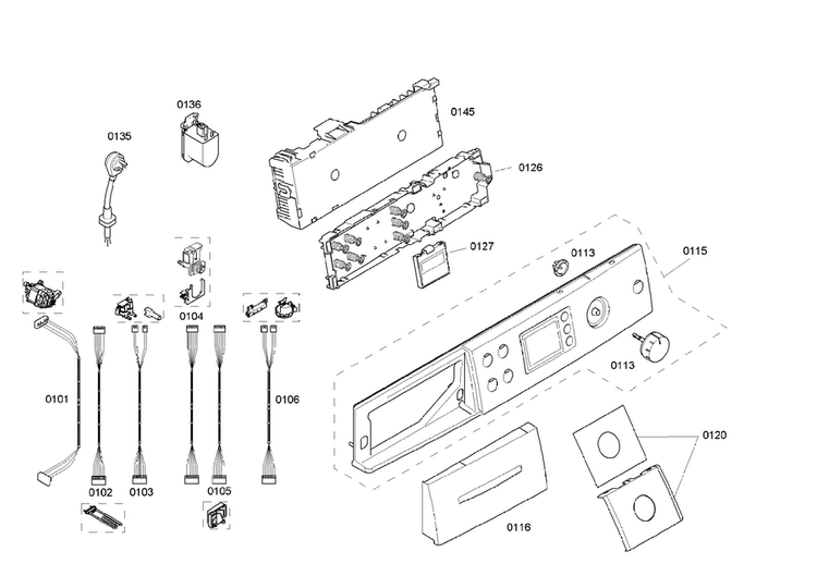 Control Panel Diagram and Parts List for WAS24460UC 18 Bosch Washer