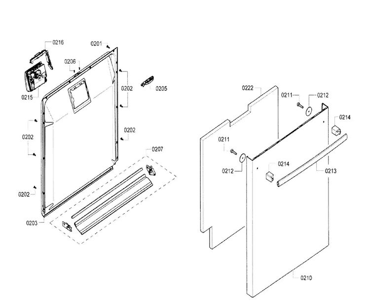 Door Assy Diagram and Parts List for SHX4ATF5UC 21 Bosch Dishwasher