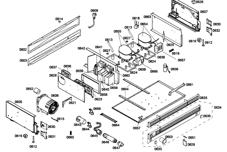 Compressor Diagram and Parts List for T36BT71FS 08 Thermador Refrigerator