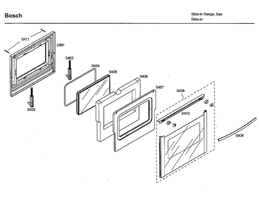 Door Diagram and Parts List for HDI7282U 02 Bosch Range
