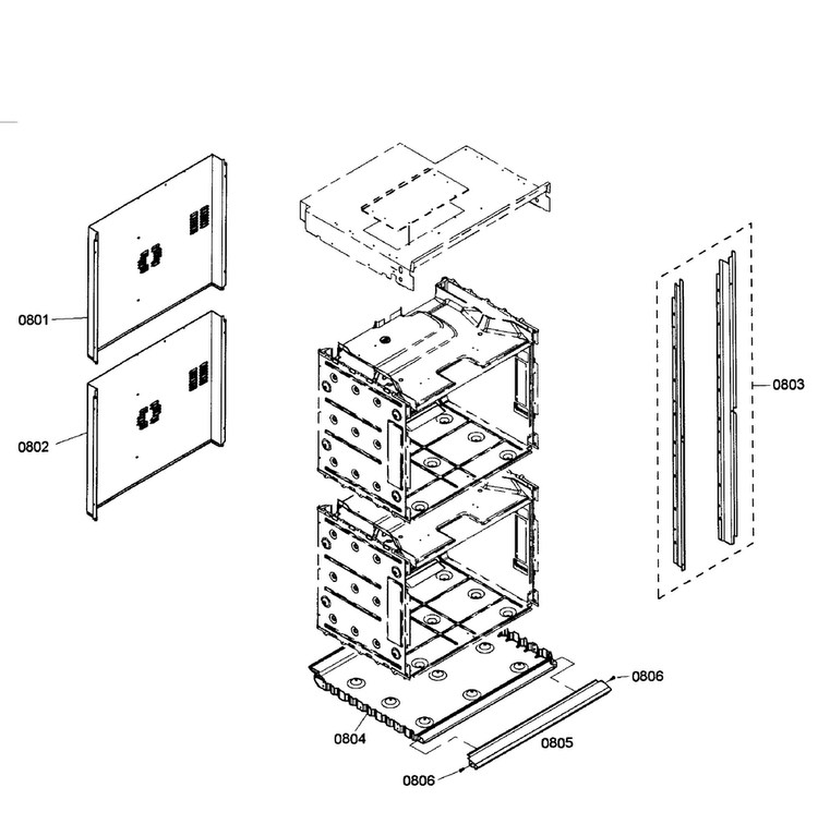 Cabinet Assy Diagram and Parts List for HBL5660UC 04 Bosch Wall Oven