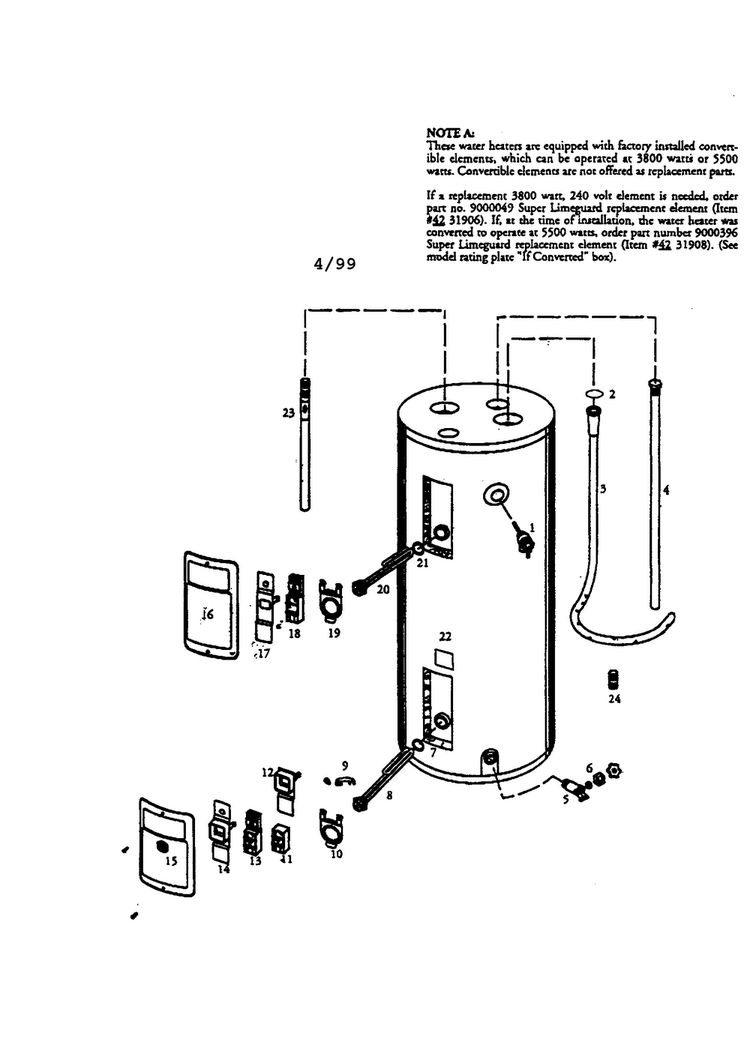 Kenmore 10 Anniversary 52 Gallon Diagram and Parts List for 153322551  Kenmore Water Heater