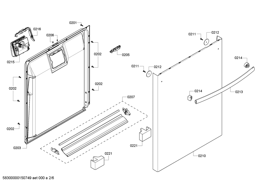 Diagram 2 Diagram and Parts List for SHX4AP05UC-05  Bosch Dishwasher