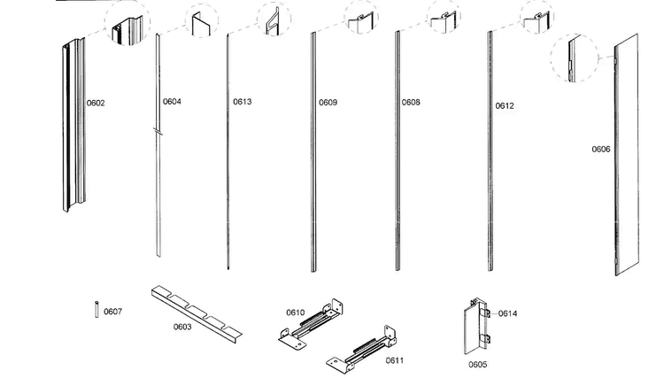 Molding Diagram and Parts List for B18ID80NLP 01 Bosch Freezer