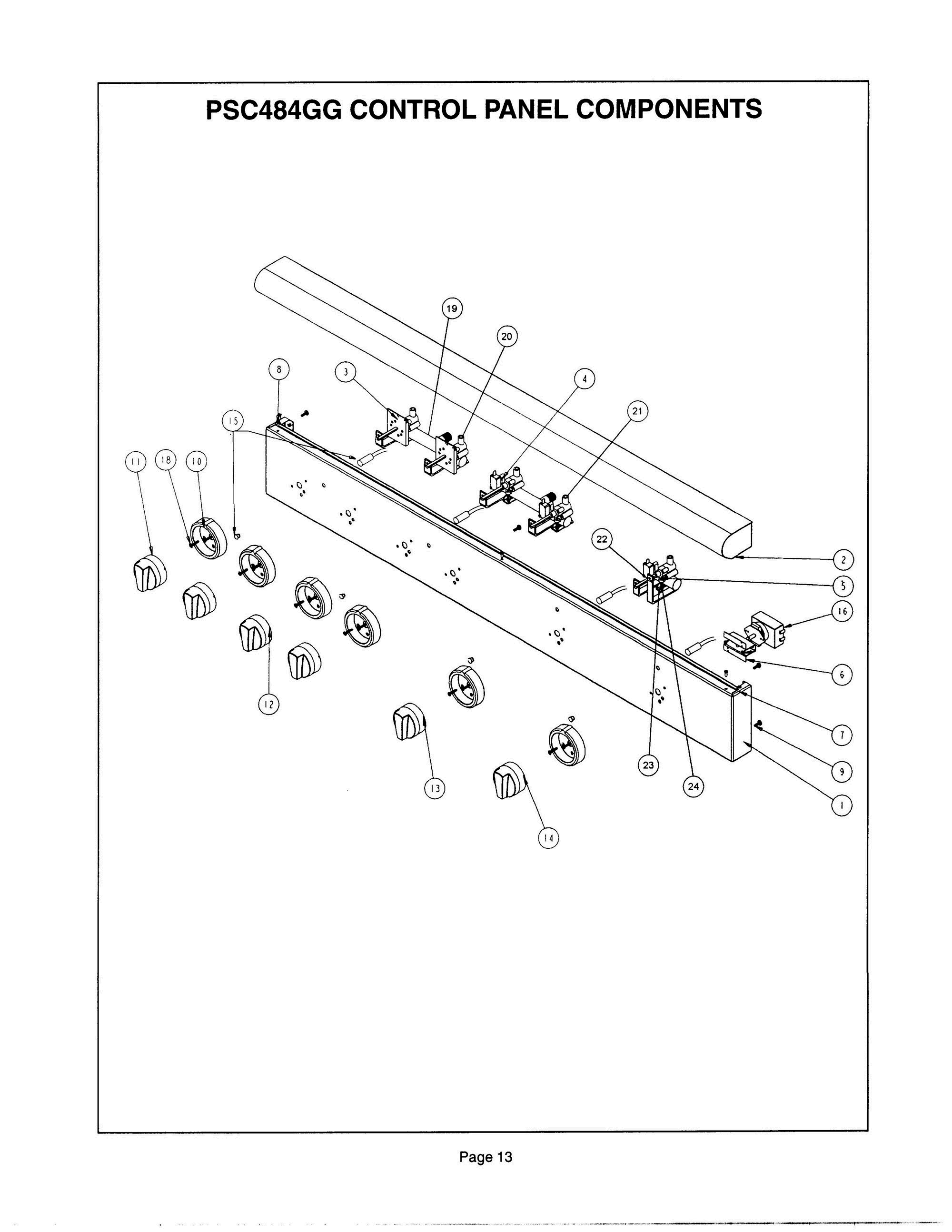 12 - PSC484GG CONTROL PANEL Diagram and Parts List for PSC366ZS  Bosch Cooktop