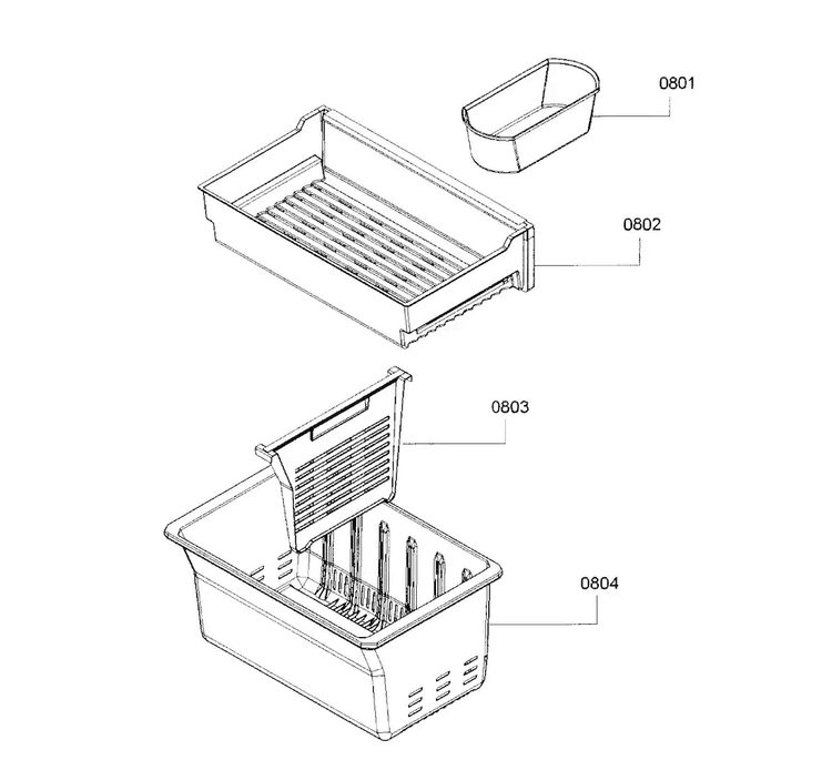 Container Diagram and Parts List for B26FT70SNS 04 Bosch Refrigerator
