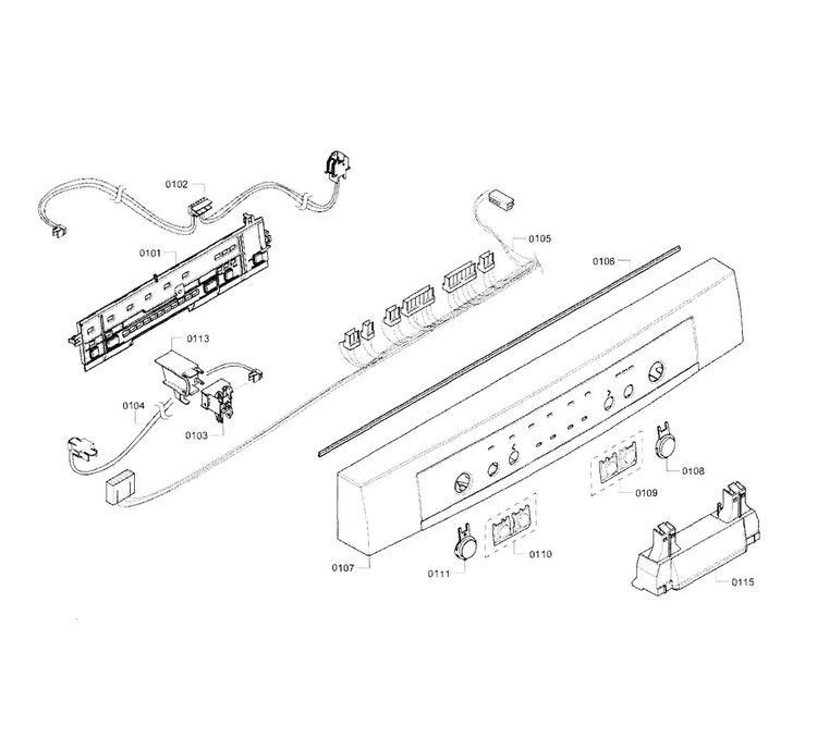 Control Panel Diagram and Parts List for SHE3AR55UC 14 Bosch Dishwasher