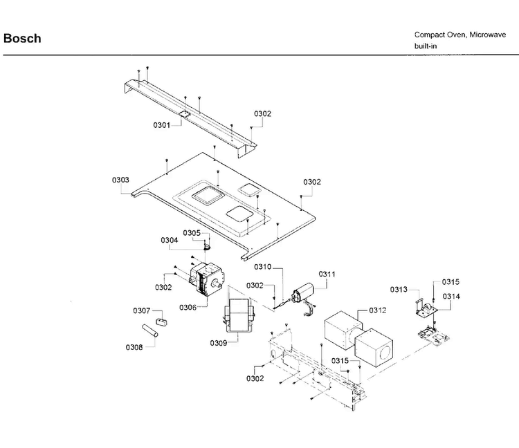 Electrical Parts Diagram and Parts List for HMB50162UC 01 Bosch Microwave
