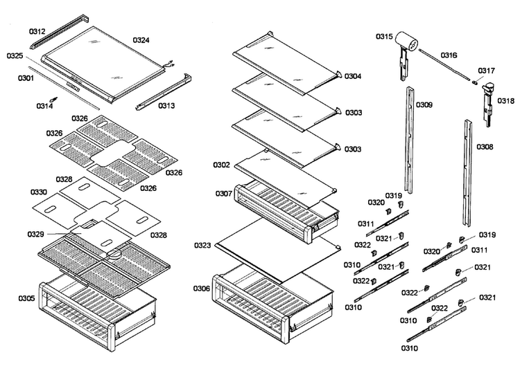 Drawer Assy Diagram and Parts List for T24IR70NSP 32 Thermador Refrigerator