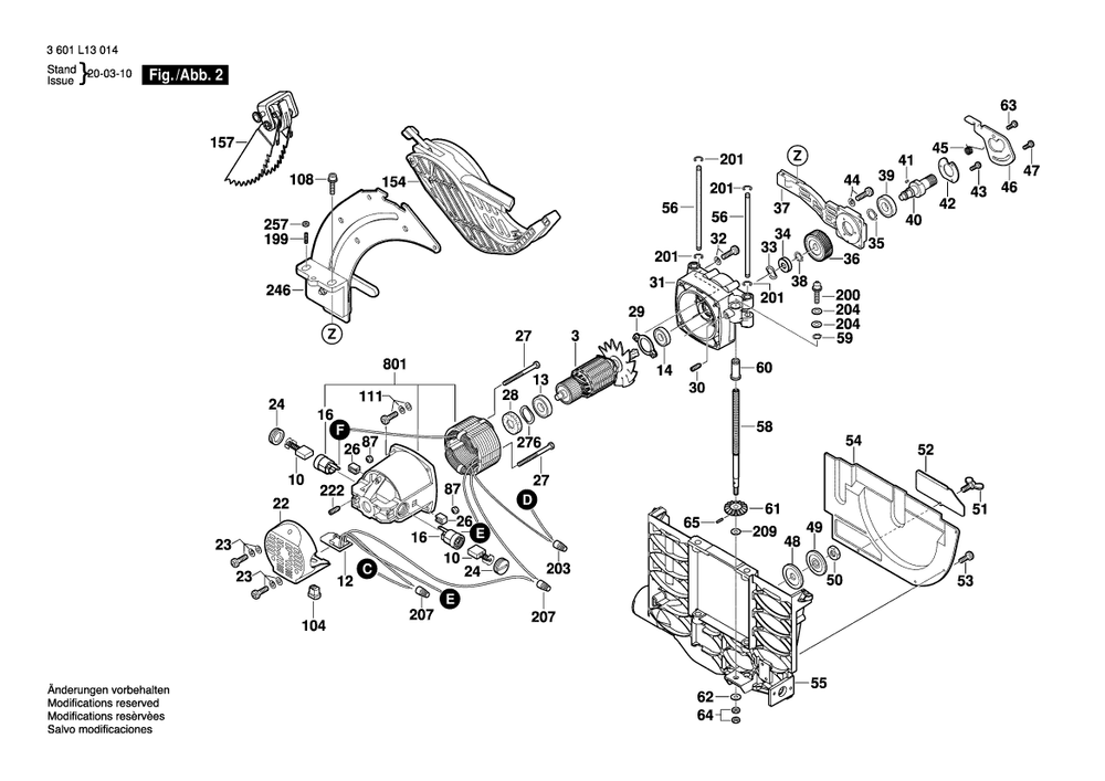 Page 2 Diagram and Parts List for 4100XC 3601L13014 Bosch Table Saw