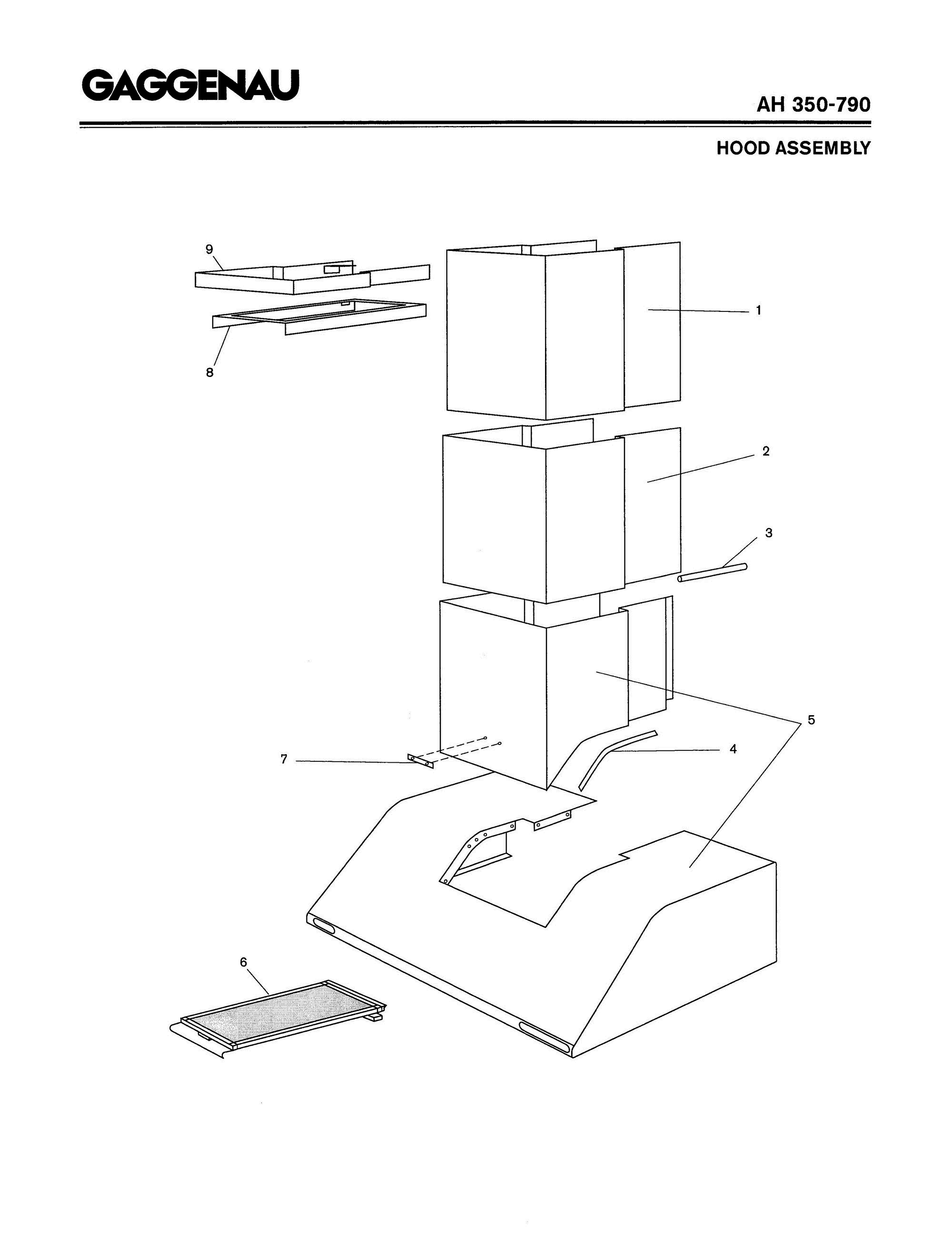 01 - HOOD ASSEMBLY Diagram and Parts List for AH350-790  Bosch Range Hood