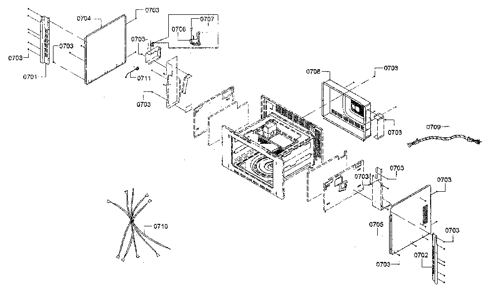 Side & back panels/cable harness Diagram and Parts List for HMCP0252UC 01 Bosch Microwave