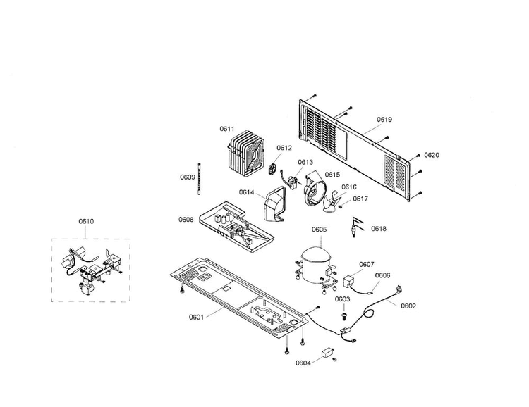 Compressor/condenser Diagram and Parts List for B20CS80SNB 01 Bosch Refrigerator