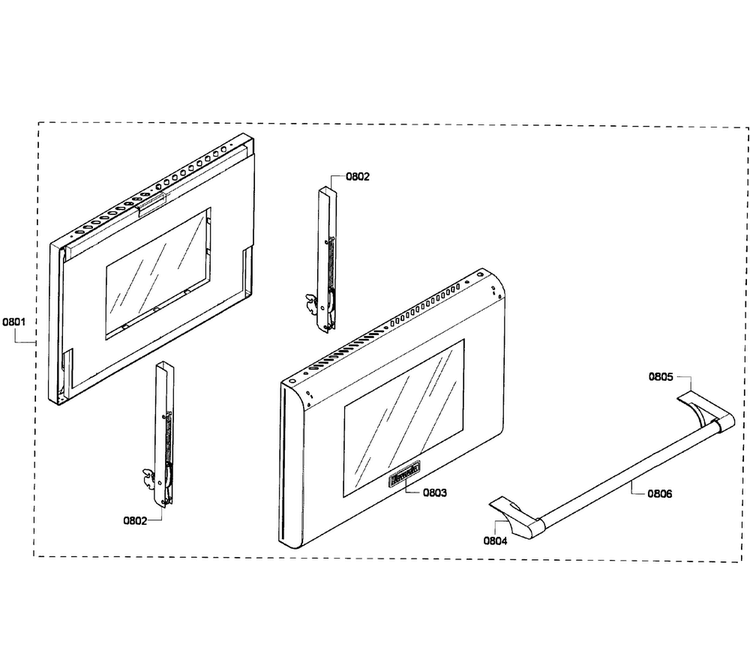 Door Assy Diagram and Parts List for PRD304EG 11 Thermador Range