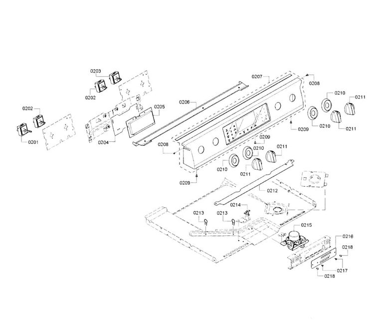 Control Panel Diagram and Parts List for HEI8054U 01 Bosch Range