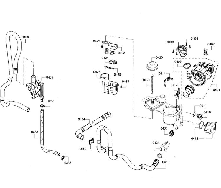 Pump Assy Diagram and Parts List for SHX3AR76UC 06 Bosch Dishwasher