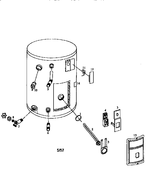 Replacement Parts Diagram and Parts List for 153317051  Kenmore Water Heater