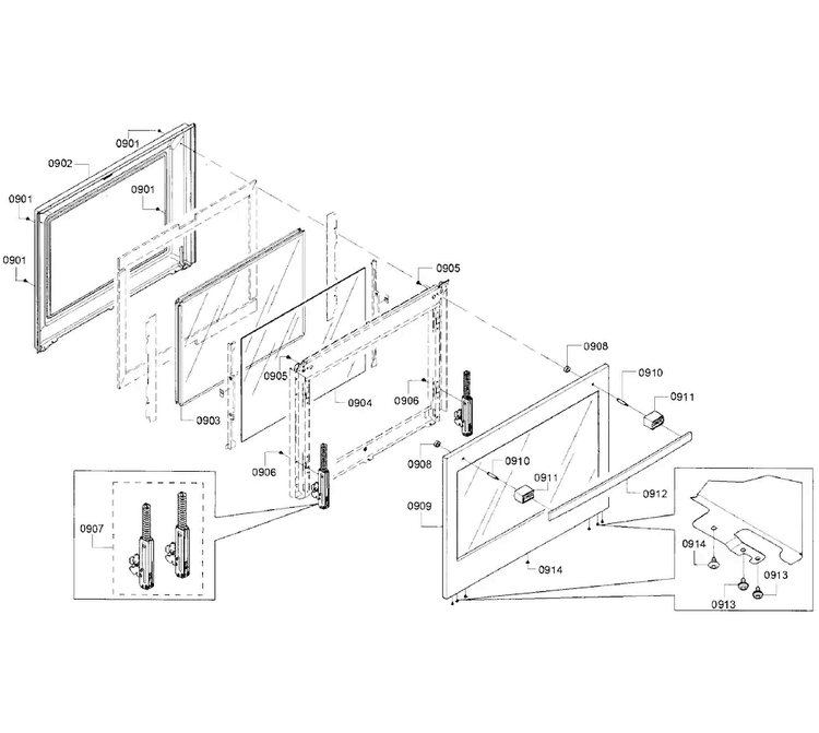 Door Diagram and Parts List for HGI8054UC 03 Bosch Range