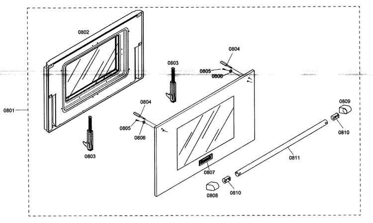 Oven Door Diagram and Parts List for PRL366EH03  Thermador Range