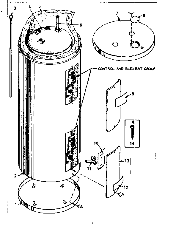 Non-functional Replacement Parts Diagram and Parts List for 15332360  Kenmore Water Heater