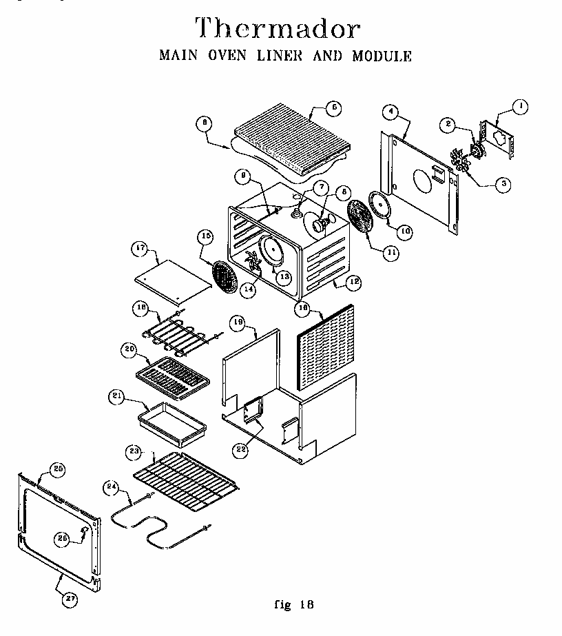 Main Oven Liner And Module Diagram and Parts List for RED30VQRS 9708 & UP Thermador Range